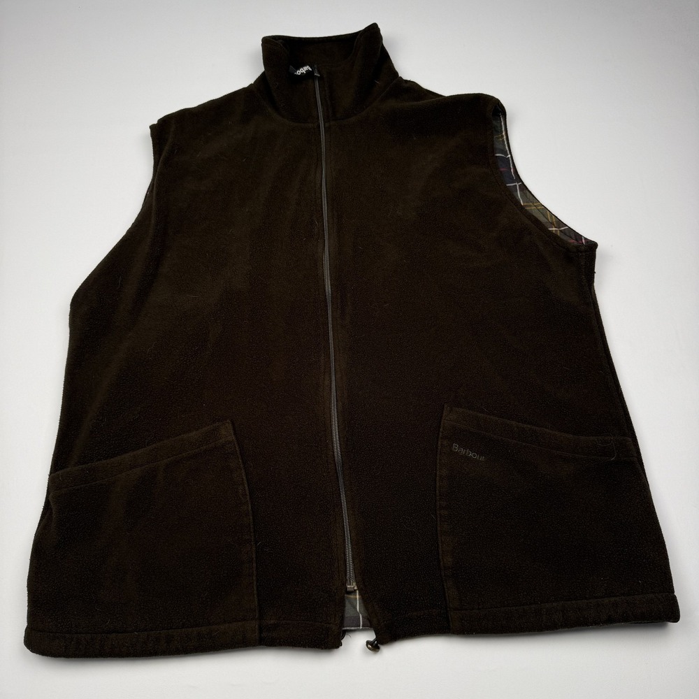 Barbour Vest Mens XL Brown Classic Fleece Waistcoat Full Zip Lined Outdoor A880